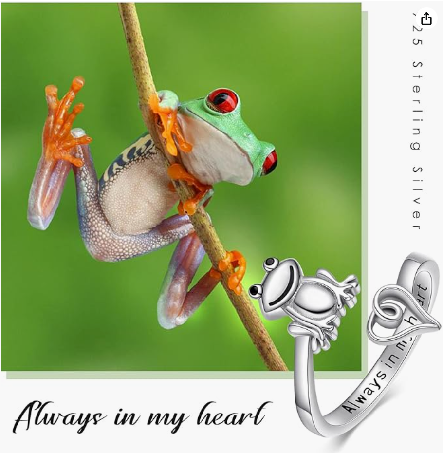 Adjustable Love Frog Ring Frog Love Jewelry Womens Girls Teen Birthday Gift 925 Sterling Silver
