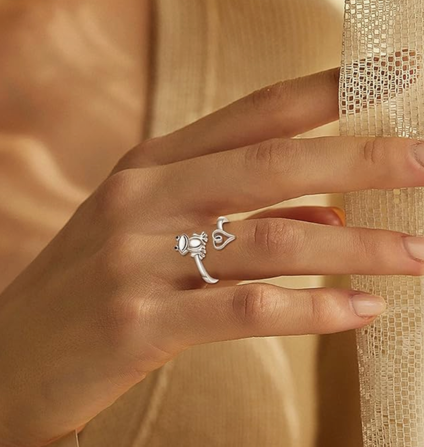Adjustable Love Frog Ring Frog Love Jewelry Womens Girls Teen Birthday Gift 925 Sterling Silver