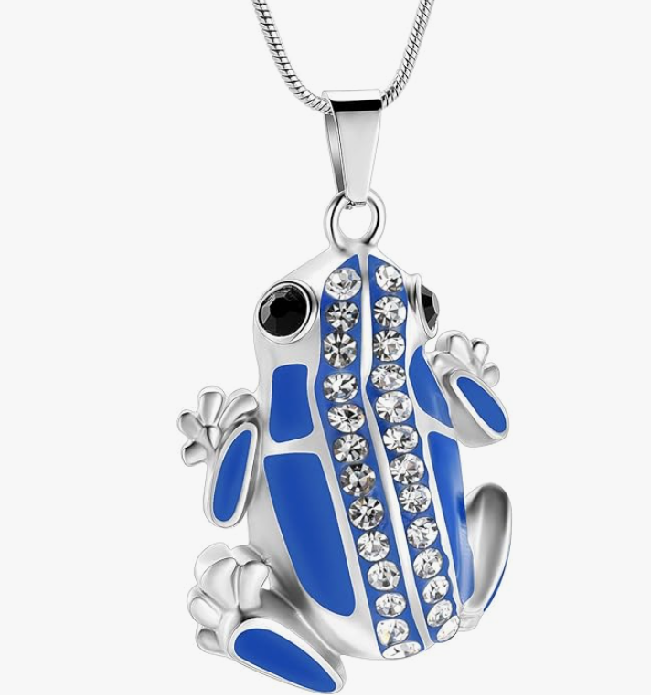 Cute Green Diamond Chain Frog Necklace Pendant Blue Red Toad Jewelry Chain Womens Girls Teen Birthday Gift 925 Sterling Silver 20in.