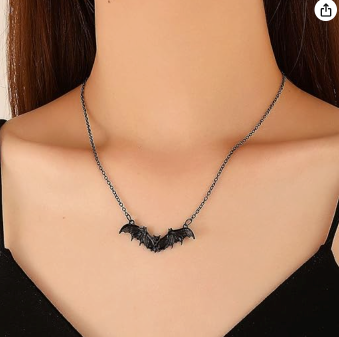 Cute Small Bat Necklace Black Bat Wing Pendant Chain Halloween Jewelry Birthday Gift 20in.
