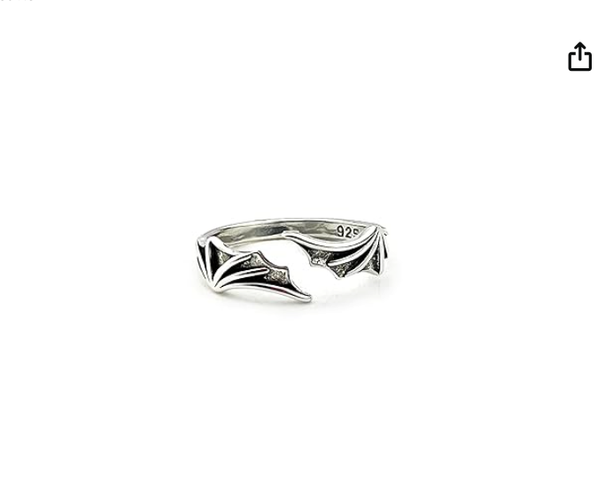 925 Sterling Silver Adjustable Bat Ring Bat Wing Gothic Mystic Witch Ring Halloween Jewelry Birthday Gift