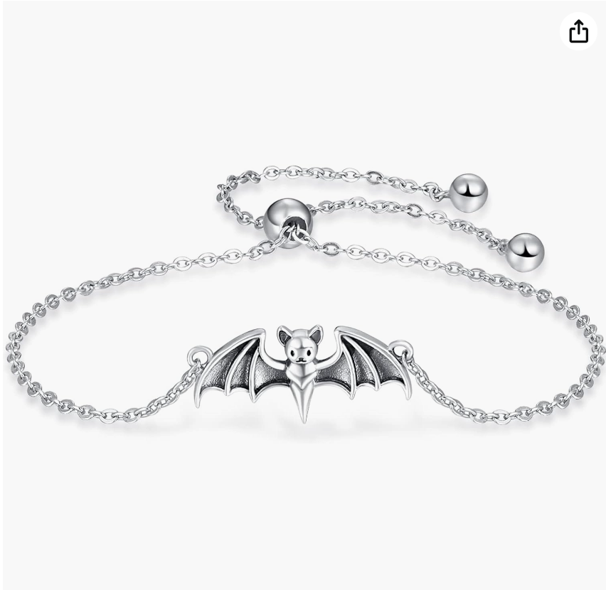 Adjustable Cute Bat Bracelet Bat Wing Gothic Mystic Witch Bracelet Halloween Jewelry Birthday Gift Adjustable 925 Sterling Silver