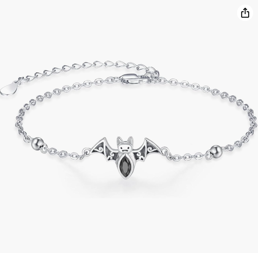 Adjustable Black Diamond Bat Bracelet Bat Wing Gothic Mystic Witch Bracelet Halloween Jewelry Birthday Gift Adjustable 925 Sterling Silver