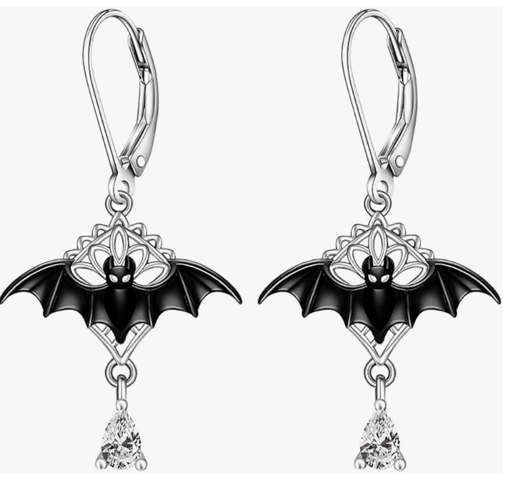 Bat Hanging Diamond Earrings Christmas Tree Green Clover Sea Turtle Blue Snowflake Bat Earring Halloween Jewelry Birthday Gift 925 Sterling Silver
