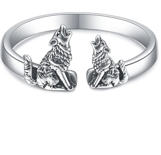 Wolf Ring Baby Wolf Family Ring Jewelry Birthday Gift 925 Sterling Silver