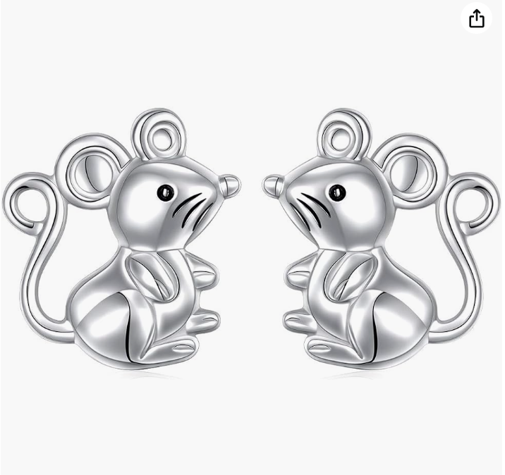 925 Sterling Silver Mouse Earrings Rat Earring Mouse Jewelry Womens Girls Teen Birthday Gift