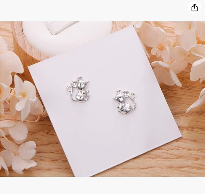 925 Sterling Silver Mouse Earrings Rat Earring Mouse Jewelry Womens Girls Teen Birthday Gift