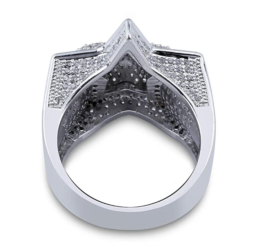 Star Ring Simulated Diamond Ring Gold Silver Color Star Ring Hip Hop Jewelry Ring