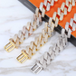 20mm Cuban Link Prong Bracelet Gold Silver Tone Simulated Diamond Hip Hop Jewelry Iced Out Bling