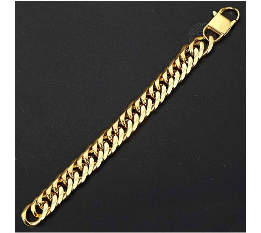 Heavy Curb Link Bracelet Cuban Link Chain Bracelet Men's Bracelet Stainless Steel 8in.