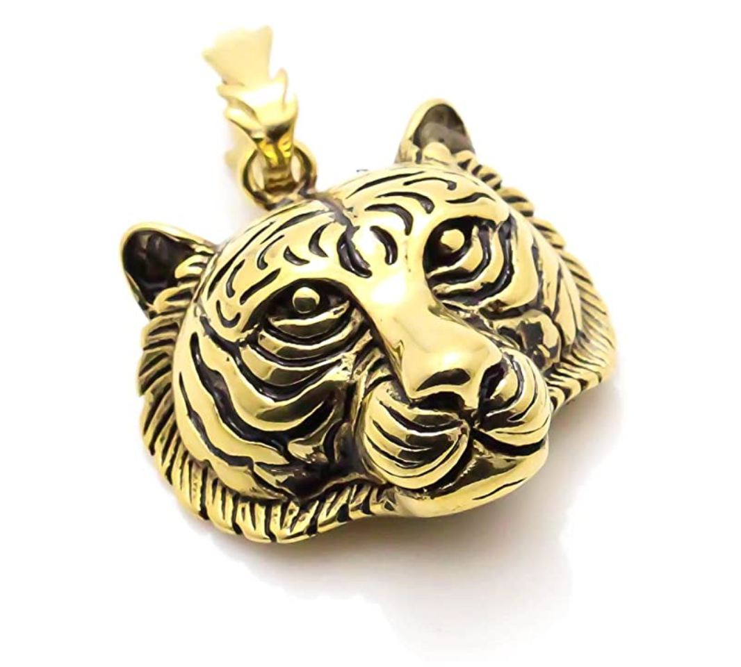 Tiger Necklace Tiger Eye Pendant Animal Chain Tiger Jewelry Gift Tiger 24in.