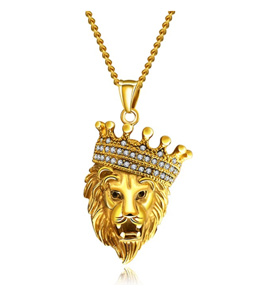 Personalized Gold plated Lion popular King Men Pendant, Lion Head Men Necklace, African Jewelry, Mens Silver Necklace, Lion King, Mens Gift