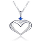 1.5 tcw Silver Blue Sapphire Crystal Heart Jewelry Charm Pendant Love Necklace Diamond Gift 925 Sterling Silver 18in.
