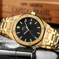 45mm Men's Gold Black Dial Watch Octagonal Luxury Business Shiny Silver Watch Skeleton Big Blue Face Stainless Steel Dress Watch