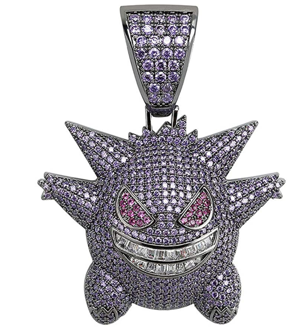 Bubble Monster Pendant Emoji Necklace Cartoon Diamond Chain Iced Out 24in.