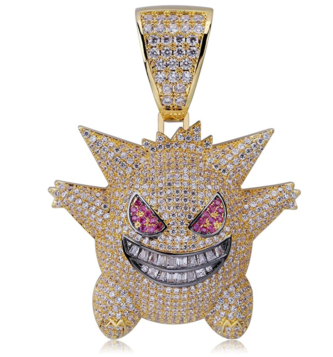 Bubble Monster Pendant Emoji Necklace Cartoon Diamond Chain Iced Out 24in.