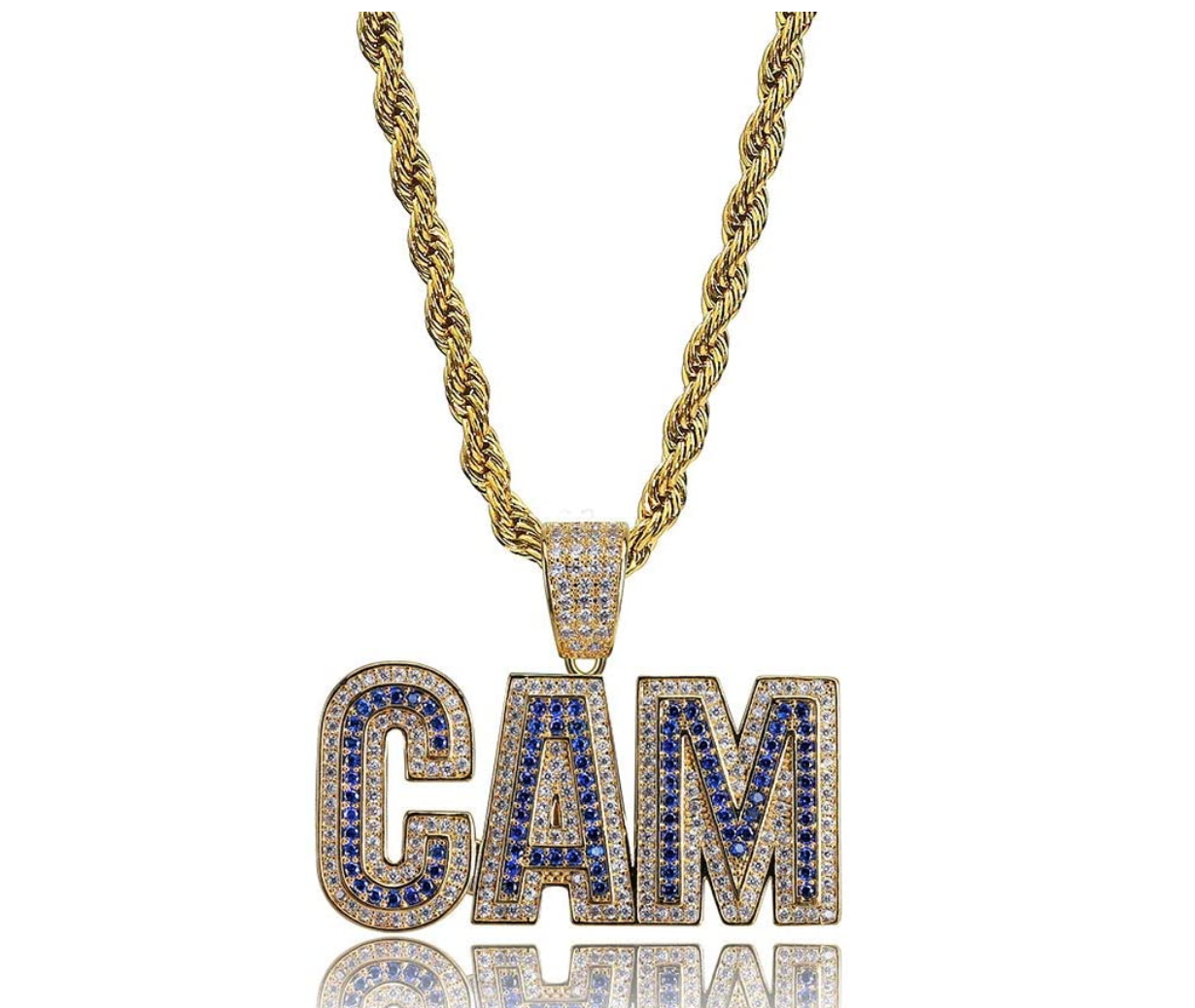 CAM Pendant Rapper CAM Necklace Simulated Diamond CAM Chain Iced Out 24in.