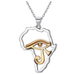 Eye Of Ra Pendant Horus Eye Gold Color Metal Alloy Chain African Jewelry Silver Africa Map Necklace 18in.