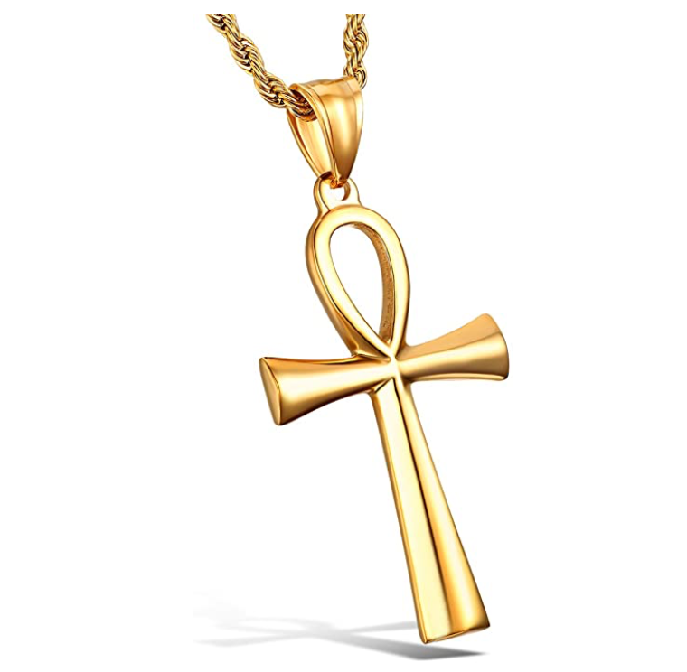 Egyptian Ankh Pendant Ankh Chain African Jewelry Silver Gold Ankh Stainless Steel Necklace 24in.