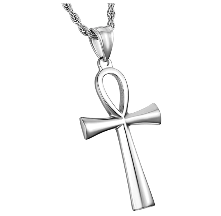 Egyptian Ankh Pendant Ankh Chain African Jewelry Silver Gold Ankh Stainless Steel Necklace 24in.