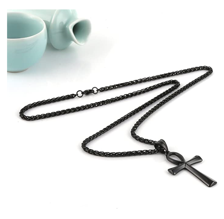 Egyptian Ankh Pendant Ankh Chain African Jewelry Silver Gold Ankh Stainless Steel Necklace 24in.