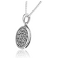 Jewish Script Medallion Pendant Script Silver Hebrew Necklace Jewish Jewelry 24in.