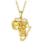 African Elephant Pendant Gold Color Metal Alloy African Jewelry Elephant Silver Necklace Africa Map Chain 22in.