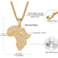 Simulated Diamond Africa Map Pendant Gold Color Metal Alloy African Jewelry Egypt Silver Hip Hop Necklace Africa Map Chain 24in.