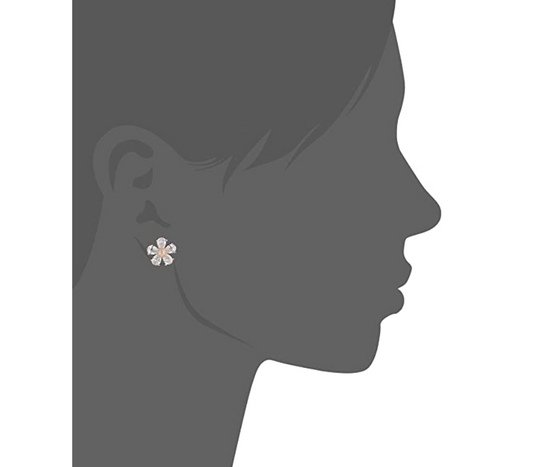 7mm Flower Earring Rose Gold Color Metal Alloy Simulated-Diamond Earring Womens Flower Earrings