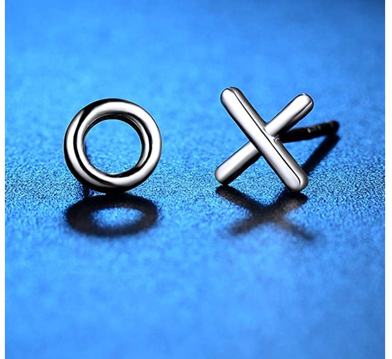 5mm XO Earring Silver X O Earring Womens Small Love Earrings (2 Pair)