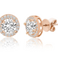 6mm Halo Cut Solitaire Diamond Earring Rose Gold Circle Earrings Womans Halo Round Silver Solitaire Stud