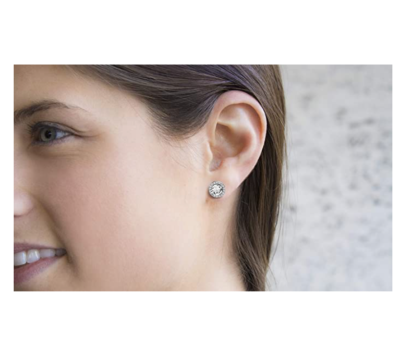 6mm Halo Cut Solitaire Diamond Earring Rose Gold Circle Earrings Womans Halo Round Silver Solitaire Stud