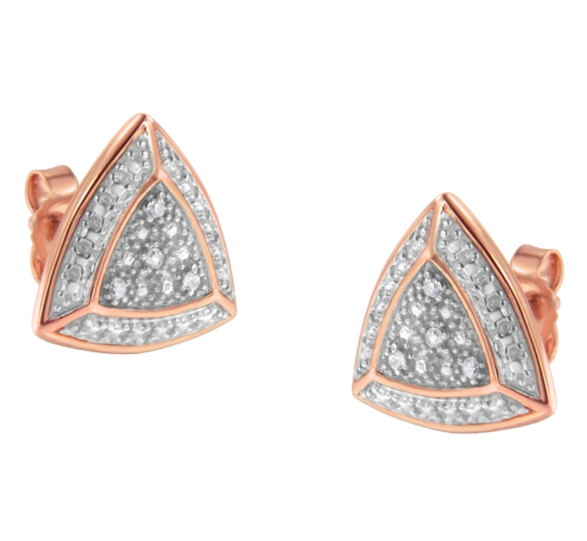 7mm 925 Sterling Silver Trillion Triangle Diamond Earring Hip Hop Mens Rose Gold Earrings Iced Out
