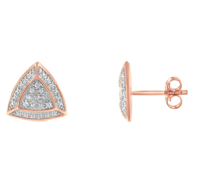 7mm 925 Sterling Silver Trillion Triangle Diamond Earring Hip Hop Mens Rose Gold Earrings Iced Out
