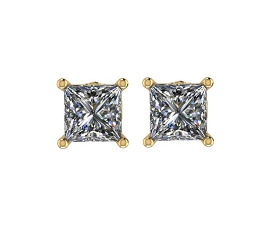 7mm 925 Sterling Silver Rose Gold Square Diamond Stud Earring Mens Womens Princess Cut (4ct.)