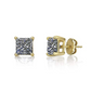 7mm 925 Sterling Silver Rose Gold Square Diamond Stud Earring Mens Womens Princess Cut (4ct.)
