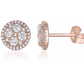 10mm Halo Cluster Earring Solitaire Round Stud Earrings Circle Rose Gold Diamond Earrings 925 Sterling Silver