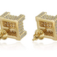 10mm 925 Sterling Silver Box Square Earring Gold Diamond Mens Hip Hop Square Screw Back Earring Iced Out