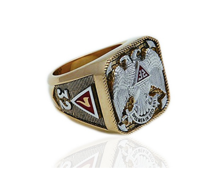 Big Scottish Rite Freemason Ring Master Mason Ring Masonic 32nd Degree Ring Gold Silver Color Compass & Square G Regalia Jewelry