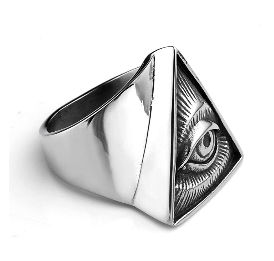 Pyramid Horus Ra Ring Triangle Eye of God Rings Freemason Masonic Ring Illuminati Jewelry