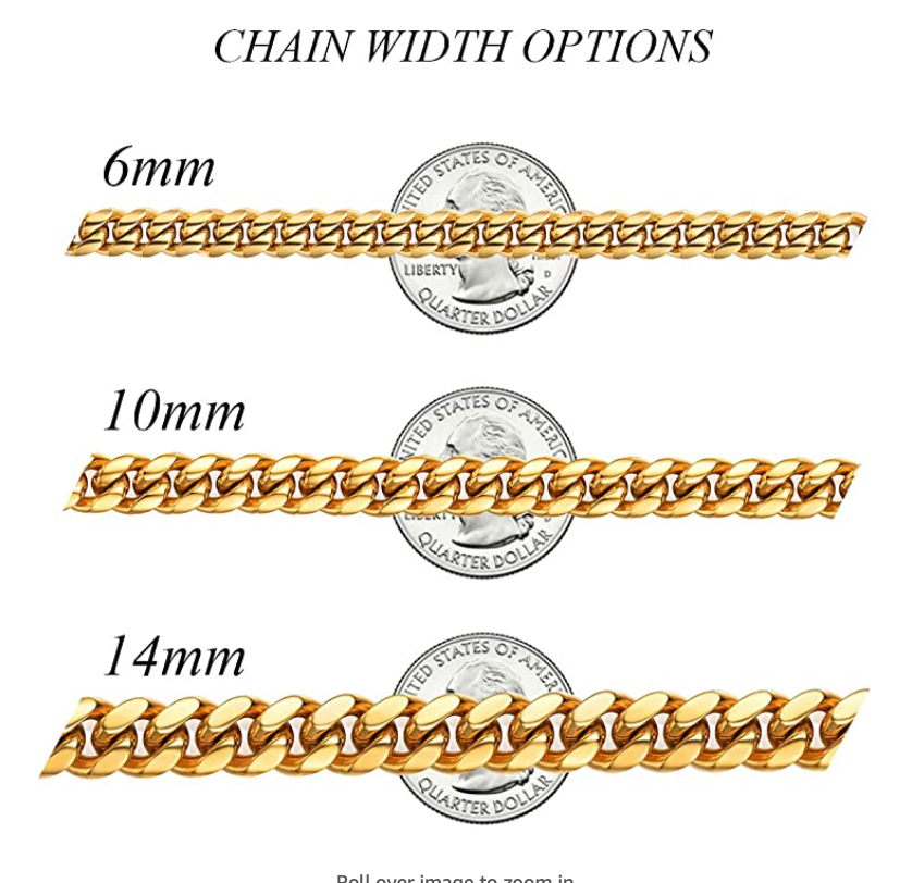 14mm Gold Cuban Link Chain Hip Hop Rapper Jewelry Gold STainless Steel Chain