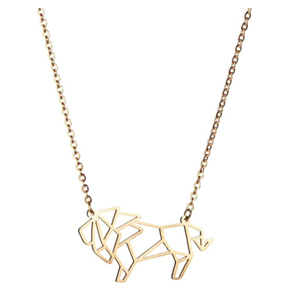 Lion Necklace African Lion Chain Leo Judah Lion Hebrew Gold Color Metal Alloy 18in.
