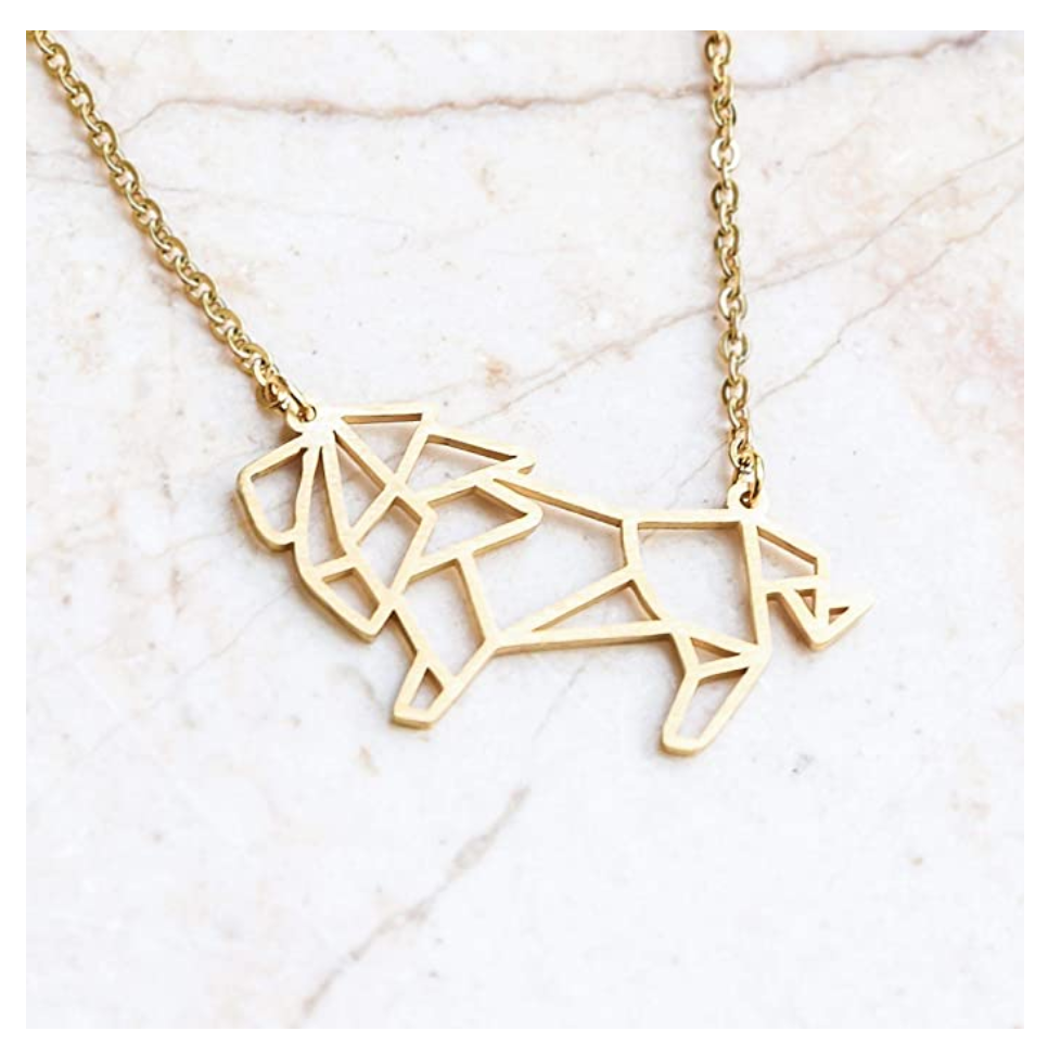 Lion Necklace African Lion Chain Leo Judah Lion Hebrew Gold Color Metal Alloy 18in.