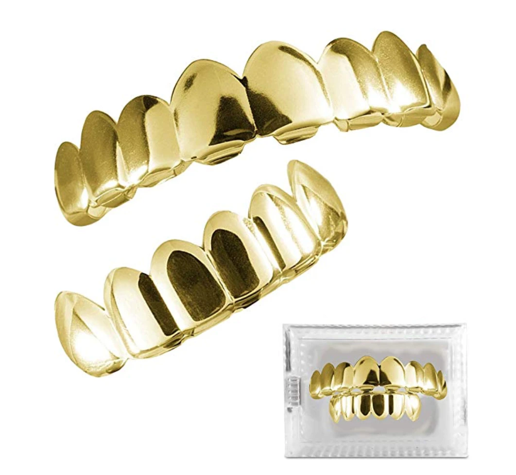 Silver Tone Grillz Dental Grills Hip Hop Grillz Set Rapper Jewelry Grillz Gold Color Caps Grillz Mold Kit