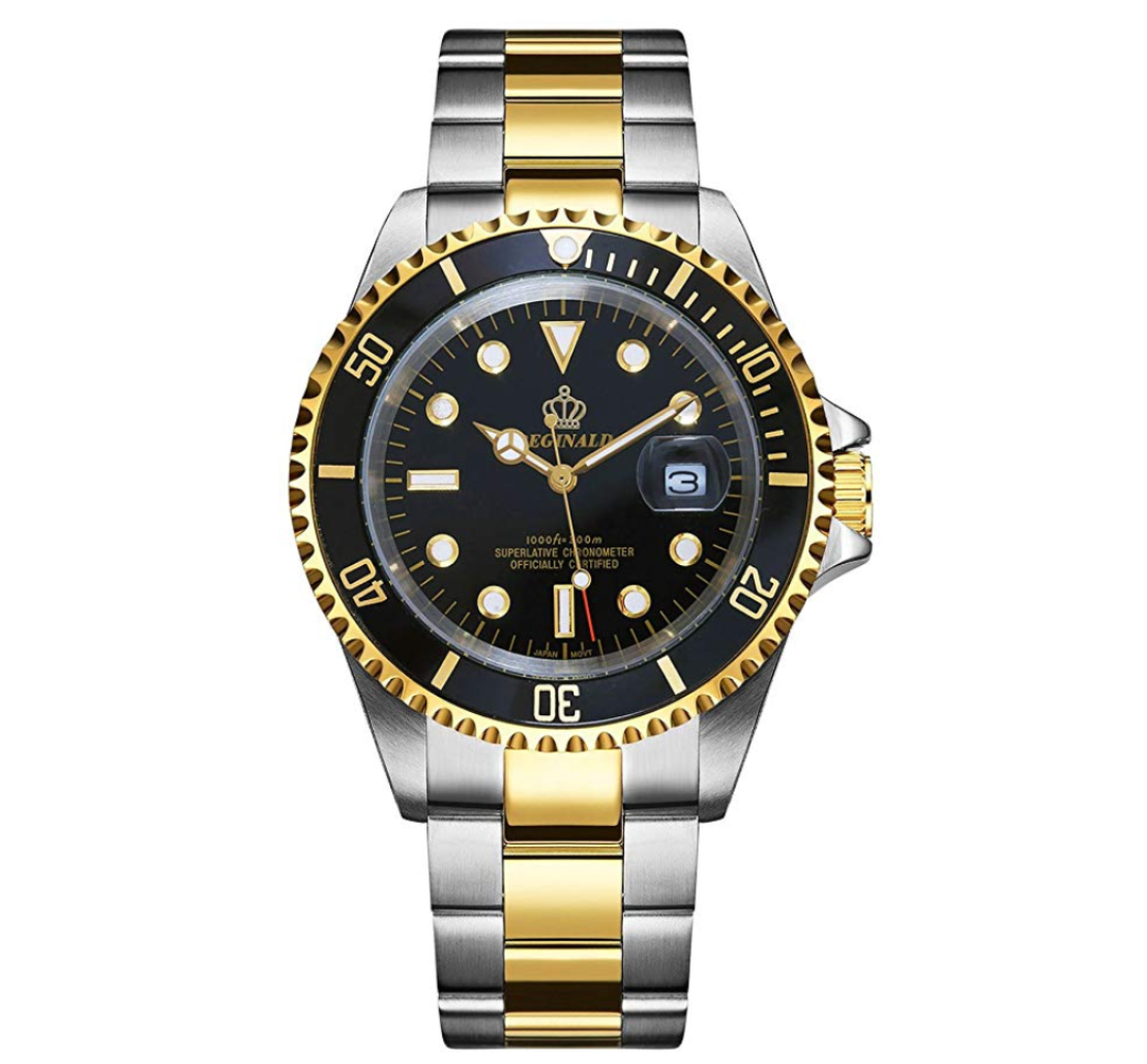 Blue Face Watch Gold Silver Color Two Tone Sports Dress Watch Luxury Business Watch Quartz Submariner