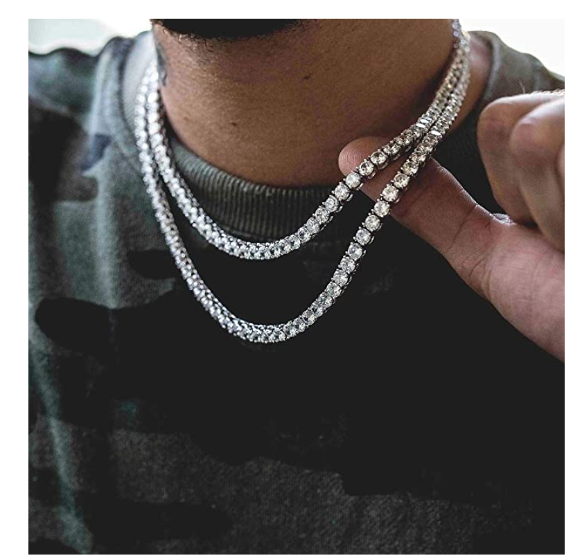 6mm Tennis Chain Stud Diamond Tennis Necklace Men Hip Hop Jewelry Chain Prong Set Gold Silver Metal Alloy 16 - 30in.