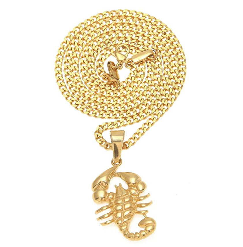 Scorpio Necklace Scorpion Jewelry Zodiac Pendant Chain Birthday Gift Gold Color 24in.