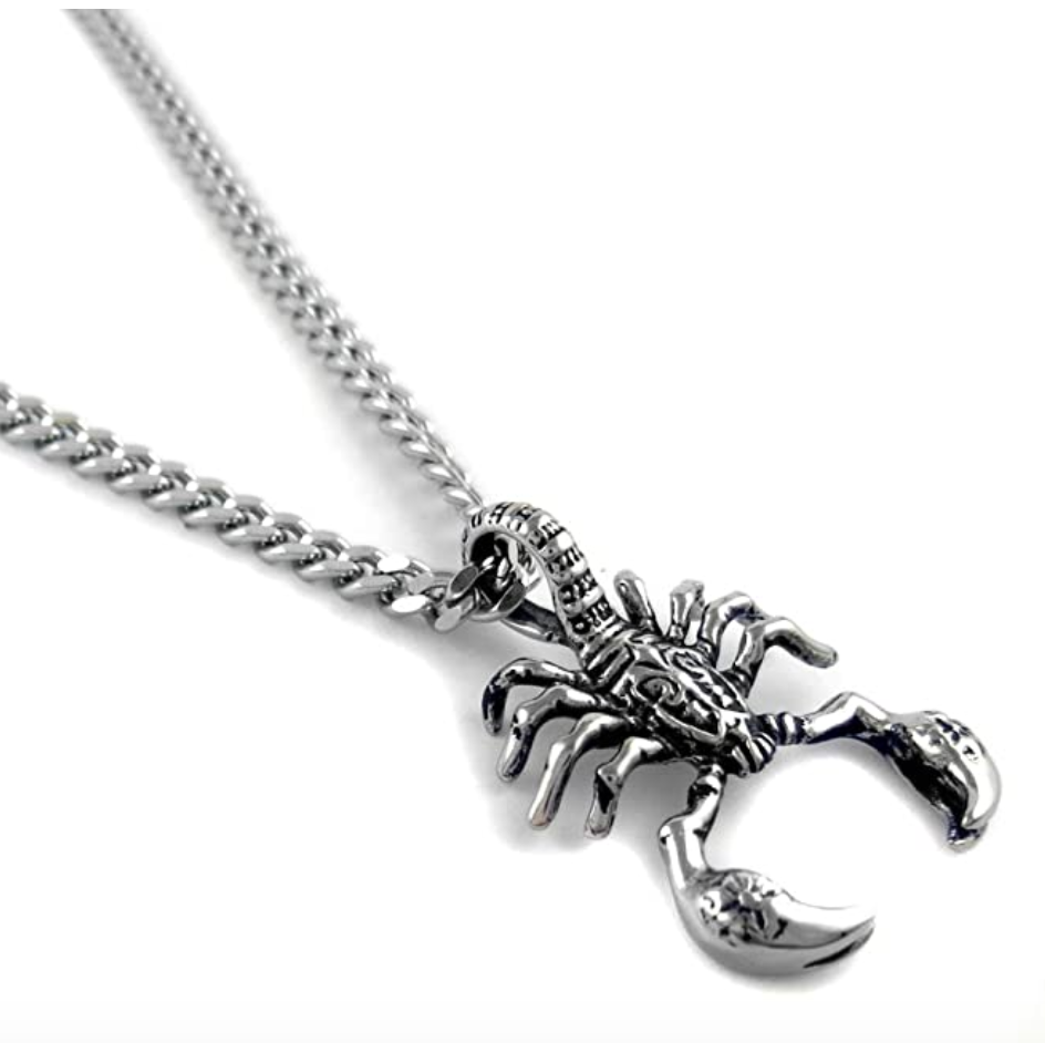 Scorpion Necklace Scorpio Jewelry Zodiac Pendant Chain Birthday Gift Silver Color 24in.