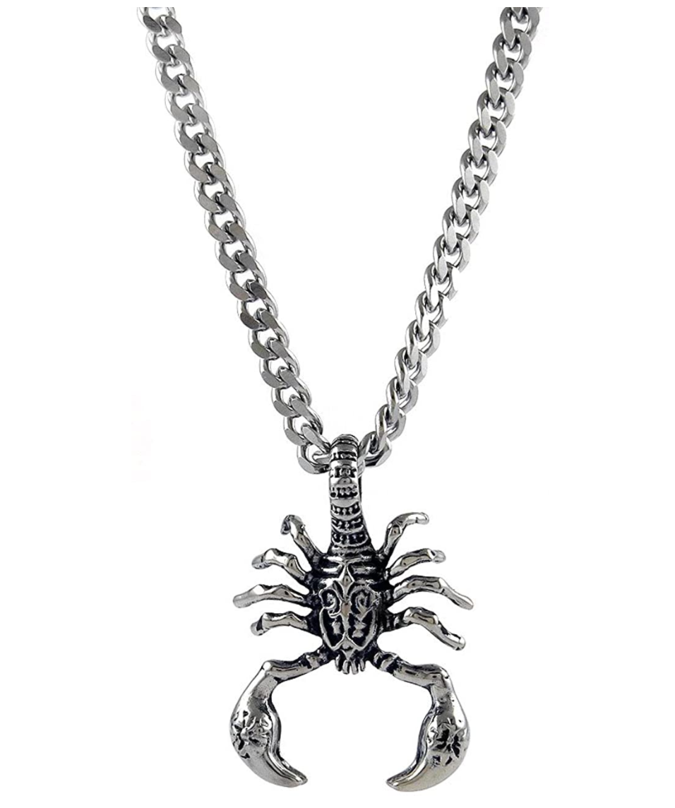 Scorpion Necklace Scorpio Jewelry Zodiac Pendant Chain Birthday Gift Silver Color 24in.