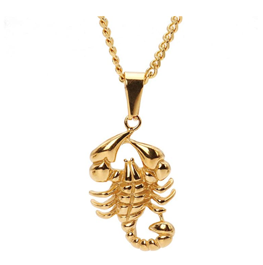 Gold Color Scorpion Pendant Necklace Scorpio Jewelry Zodiac Chain Birthday Gift 24in.